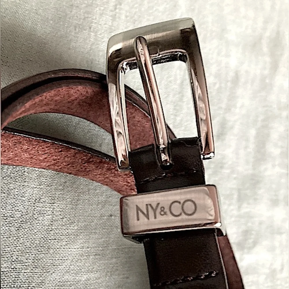 Belt NEW YORK & COMPANY Brown Leather Silver Size Small